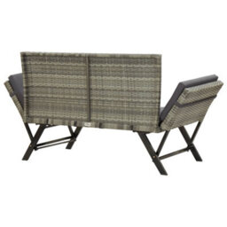 Berkfield Garden Bench With Cushions Grey 176 Cm Poly Rattan - thumbnail 4