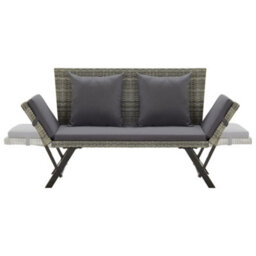 Berkfield Garden Bench With Cushions Grey 176 Cm Poly Rattan - thumbnail 5