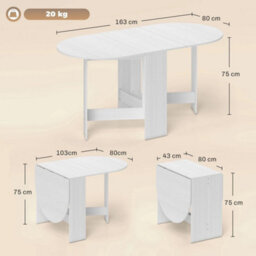 Kitchen Table For Dining Room, Small Spaces, Ash Wood-Effect - thumbnail 2