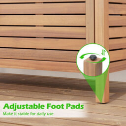 Patio Storage Cabinet 2 Door Acacia Wood Storage Container - thumbnail 5