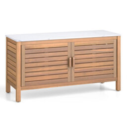 Patio Storage Cabinet 2 Door Acacia Wood Storage Container - thumbnail 1