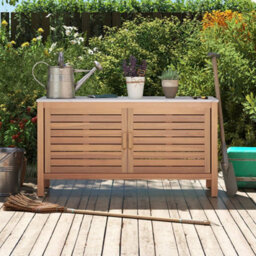 Patio Storage Cabinet 2 Door Acacia Wood Storage Container - thumbnail 3