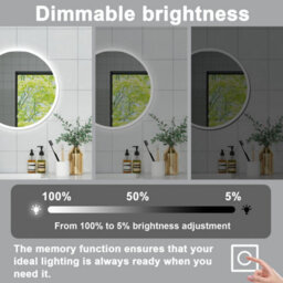 Probaty Bathrooms Bathroom Round Mirror 3-Colour Led 80X80Cm With Anti-Fog And Memory Function,backlit Wall Vanity Mirror,touch Sensor Switch - thumbnail 4