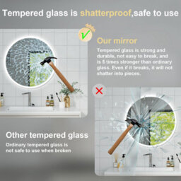 Probaty Bathrooms Bathroom Round Mirror 3-Colour Led 80X80Cm With Anti-Fog And Memory Function,backlit Wall Vanity Mirror,touch Sensor Switch - thumbnail 5