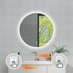 Probaty Bathrooms Bathroom Round Mirror 3-Colour Led 80X80Cm With Anti-Fog And Memory Function,backlit Wall Vanity Mirror,touch Sensor Switch - thumbnail 6