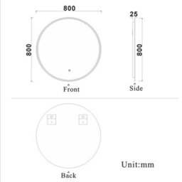 Probaty Bathrooms Bathroom Round Mirror 3-Colour Led 80X80Cm With Anti-Fog And Memory Function,backlit Wall Vanity Mirror,touch Sensor Switch - thumbnail 9