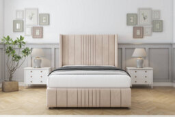 "Comfort Grace Sand Naples Divan Bed Set No Drawers - 54"" Wingback & 12"" Footboard 5' King" - thumbnail 1
