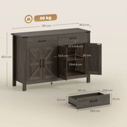 Farmhouse Sideboard With 4 Doors And 2 Drawers, Kitchen Cupboard - thumbnail 2