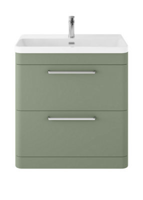 Balterley Croxden 800mm Floor Standing 2 Drawer Vanity Unit With Ceramic Basin - Fern Green - image 1