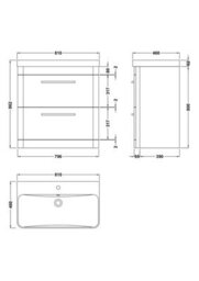 Balterley Croxden 800mm Floor Standing 2 Drawer Vanity Unit With Ceramic Basin - Fern Green - thumbnail 8