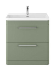Balterley Croxden 800mm Floor Standing 2 Drawer Vanity Unit With Ceramic Basin - Fern Green - thumbnail 1