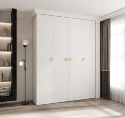 Arte Stylish White Como I Hinged Door Wardrobe H2460mm W1900mm D500mm, Four Doors, Sixteen Shelves, Two Hanging Rails, Gold Handles - thumbnail 2