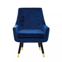 Orsina Stylish Midnight Velvet Armchair, Accent Chair With Slanted Wooden Legs, Modern Midnight Velvet Chair - thumbnail 2