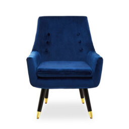 Orsina Stylish Midnight Velvet Armchair, Accent Chair With Slanted Wooden Legs, Modern Midnight Velvet Chair - thumbnail 3