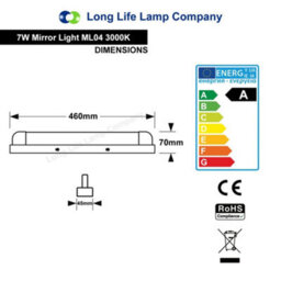 Long Life Lamps Company 7W Led Bathroom Mirror Wall Light Warm White 3000K Ip44 Ml04 - thumbnail 2