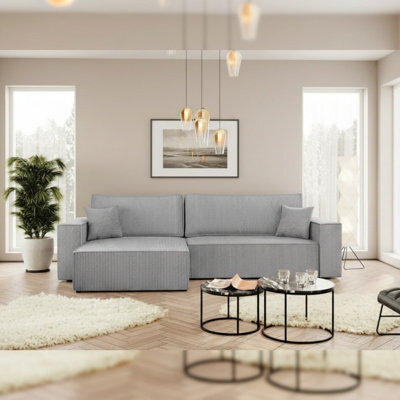 Universal Corner Sofa Bed With Storage Box Function Light Grey - image 1