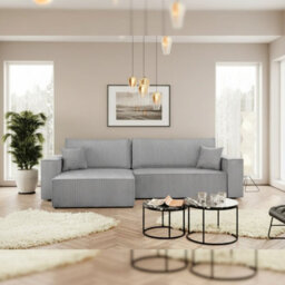 Universal Corner Sofa Bed With Storage Box Function Light Grey - thumbnail 1