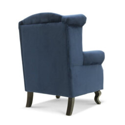 Velvet Wingback Fireside Chair Armchair With Buttons Navy Blue - thumbnail 5