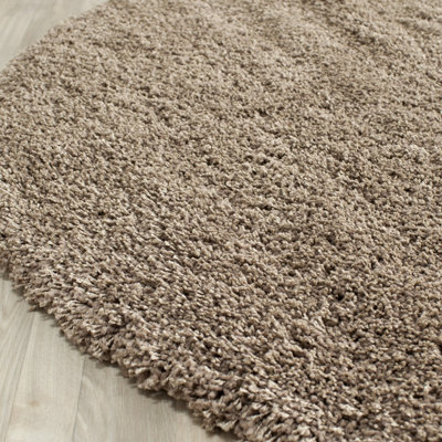 Bravich Taupe Thick Shaggy Circle Rug - California - 120Cm - image 1