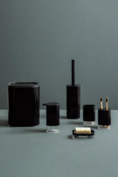 Orsina Black Acrylic Toilet Brush Holder With Covered Lid, Modern Loo Brush, Durable Brush Set For Office Use - thumbnail 5