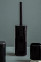 Orsina Black Acrylic Toilet Brush Holder With Covered Lid, Modern Loo Brush, Durable Brush Set For Office Use - thumbnail 3