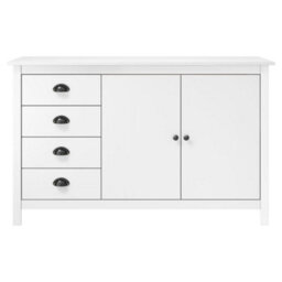 Berkfield Sideboard Hill Range White 130X40X80 Cm Solid Pine Wood - thumbnail 2