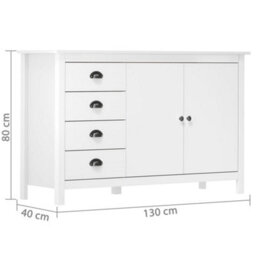 Berkfield Sideboard Hill Range White 130X40X80 Cm Solid Pine Wood - thumbnail 4