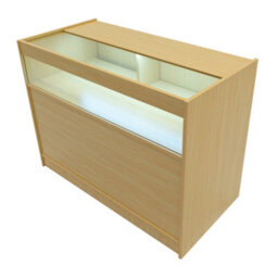 MonsterShop Maple Shop Counter Led Light B 1200mm Lockable Sliding Doors 2 Keys Retail Storage Unit Display Showcase Cabinet Reception Desk - thumbnail 7