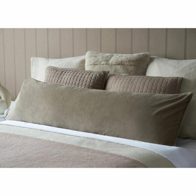 Xample Belledorm Taupe Velvet Long Bolster Cushion 43 X 120Cm With Microfibre Fill, Piped Edging & Machine Washable Cover - image 1
