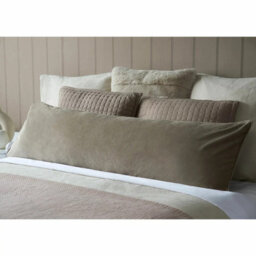 Xample Belledorm Taupe Velvet Long Bolster Cushion 43 X 120Cm With Microfibre Fill, Piped Edging & Machine Washable Cover