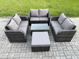 Fimous Outdoor Garden Furniture Sets 7 Seater Wicker Rattan Furniture Sofa Sets With Coffee Table Love Sofa - thumbnail 1