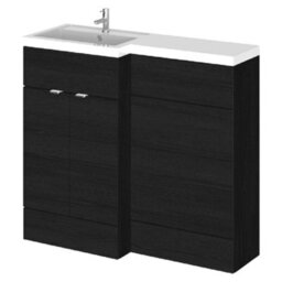 Hudson Reed Fusion 1000mm Left-Hand Basin And Wc Combination Unit Charcoal Black Gloss - thumbnail 1