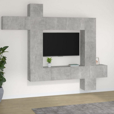 Vidaxl 9 Piece Tv Cabinet Set Concrete Grey Engineered Wood - image 1