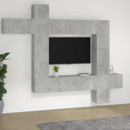 Vidaxl 9 Piece Tv Cabinet Set Concrete Grey Engineered Wood - thumbnail 1