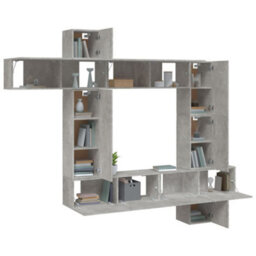 Vidaxl 9 Piece Tv Cabinet Set Concrete Grey Engineered Wood - thumbnail 4