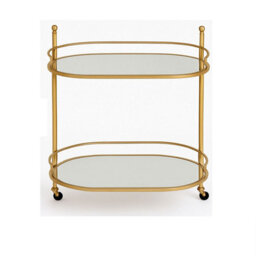 Melody Maison Gold Mirrored Oval Drinks Trolley - thumbnail 9