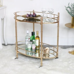 Melody Maison Gold Mirrored Oval Drinks Trolley - thumbnail 4
