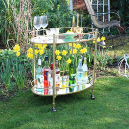 Melody Maison Gold Mirrored Oval Drinks Trolley - thumbnail 5