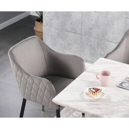 Life Interiors Set Of 2 Grey Verona Velvet Dining Chairs With Quilted Back & Black Legs - Modern Accent Chair With Silver Foot Tips - thumbnail 5