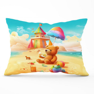Warren Reed Designer Bear On A Beach Holiday Cushions 33Cm X 48Cm - image 1
