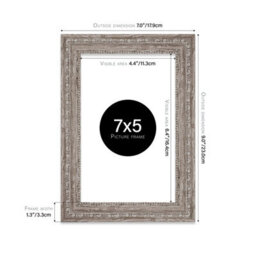 7X5 Walnut Ornate Picture Frame (12.7 X 17.8Cm) Poster, Photo, Artwork, Gallery Wall Or Print - thumbnail 2