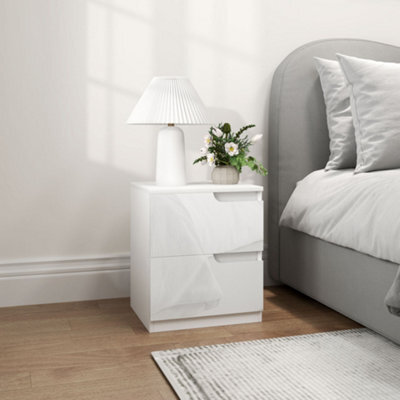 Homcom Modern Bedside Table With 2 Drawers For Bedroom, Living Room, White - image 1