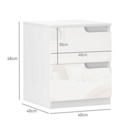 Homcom Modern Bedside Table With 2 Drawers For Bedroom, Living Room, White - thumbnail 3