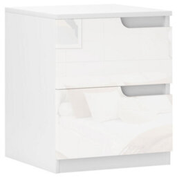 Homcom Modern Bedside Table With 2 Drawers For Bedroom, Living Room, White - thumbnail 2
