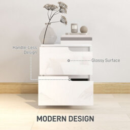Homcom Modern Bedside Table With 2 Drawers For Bedroom, Living Room, White - thumbnail 4