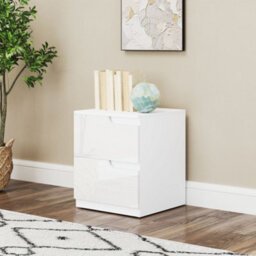 Homcom Modern Bedside Table With 2 Drawers For Bedroom, Living Room, White - thumbnail 8