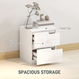 Homcom Modern Bedside Table With 2 Drawers For Bedroom, Living Room, White - thumbnail 5