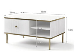 Amos Mann Furniture Camelia White And Gold Small Elegant Storage Coffee Table - thumbnail 5