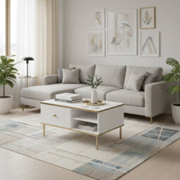 Amos Mann Furniture Camelia White And Gold Small Elegant Storage Coffee Table - thumbnail 6