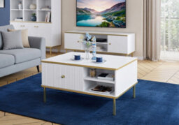 Amos Mann Furniture Camelia White And Gold Small Elegant Storage Coffee Table - thumbnail 2